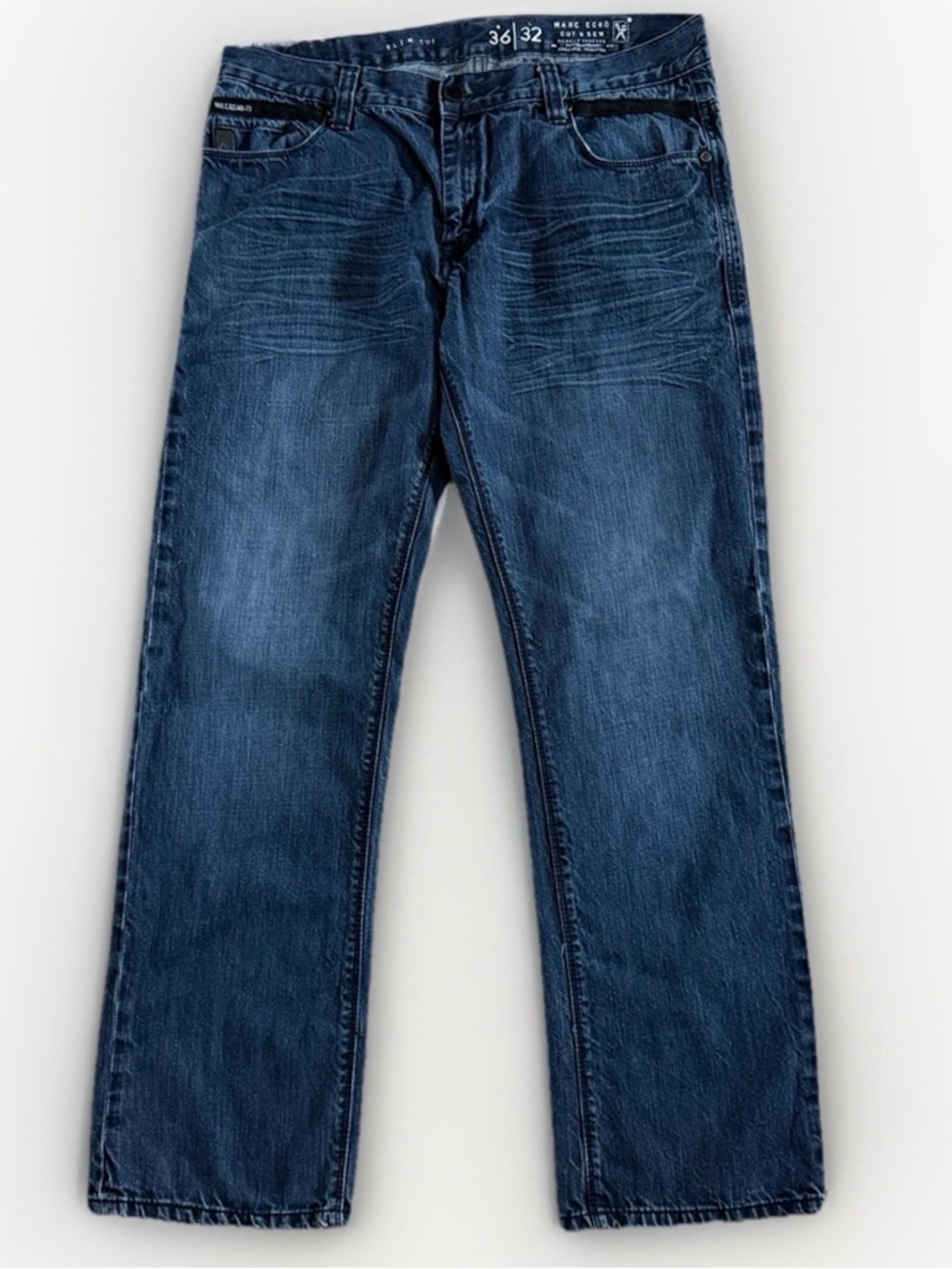 Marc Ecko Slim Fit Jeans 36x32 Dark Wash Distressed Denim